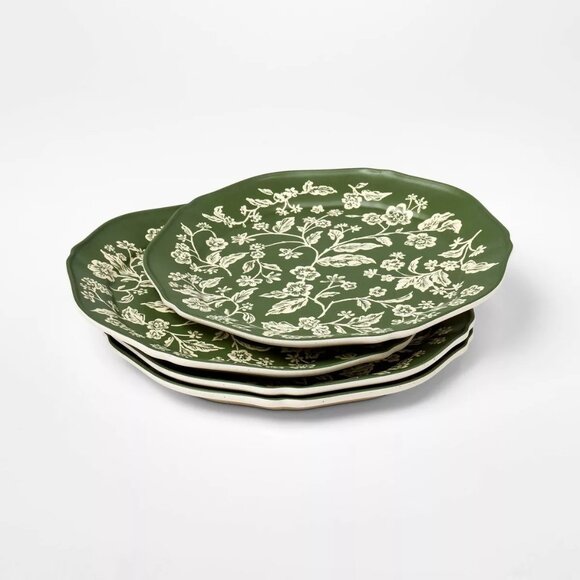 4pc 8.5" Melamine Green Floral Salad Plates – Threshold Studio McGee Targer - Picture 1 of 5